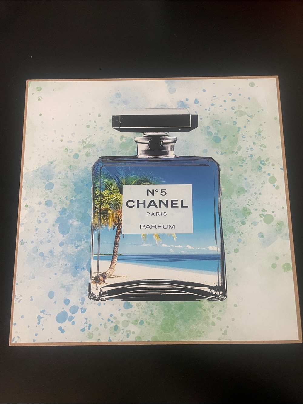 CHANEL N°5 Blue Beach Bottle Wall Art - Blue & Green